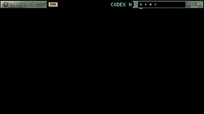 The ADEAMP bar in four Winamp skins, then unrolled: Codex asks to deploy, 1 answers it, Claude asks a question later